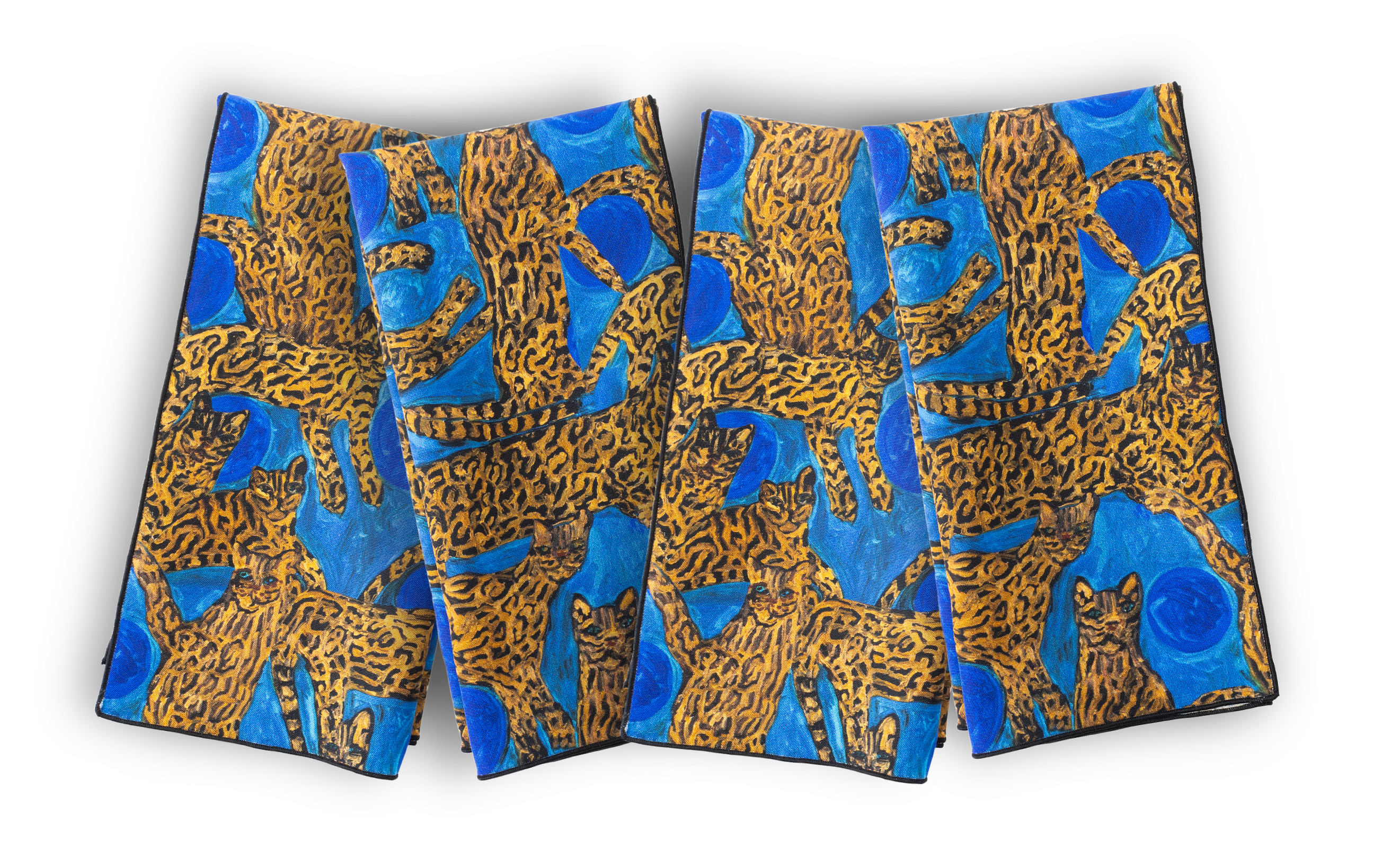 Blue Pearls & Ocelots Cotton Dinner Napkin, Set of 2