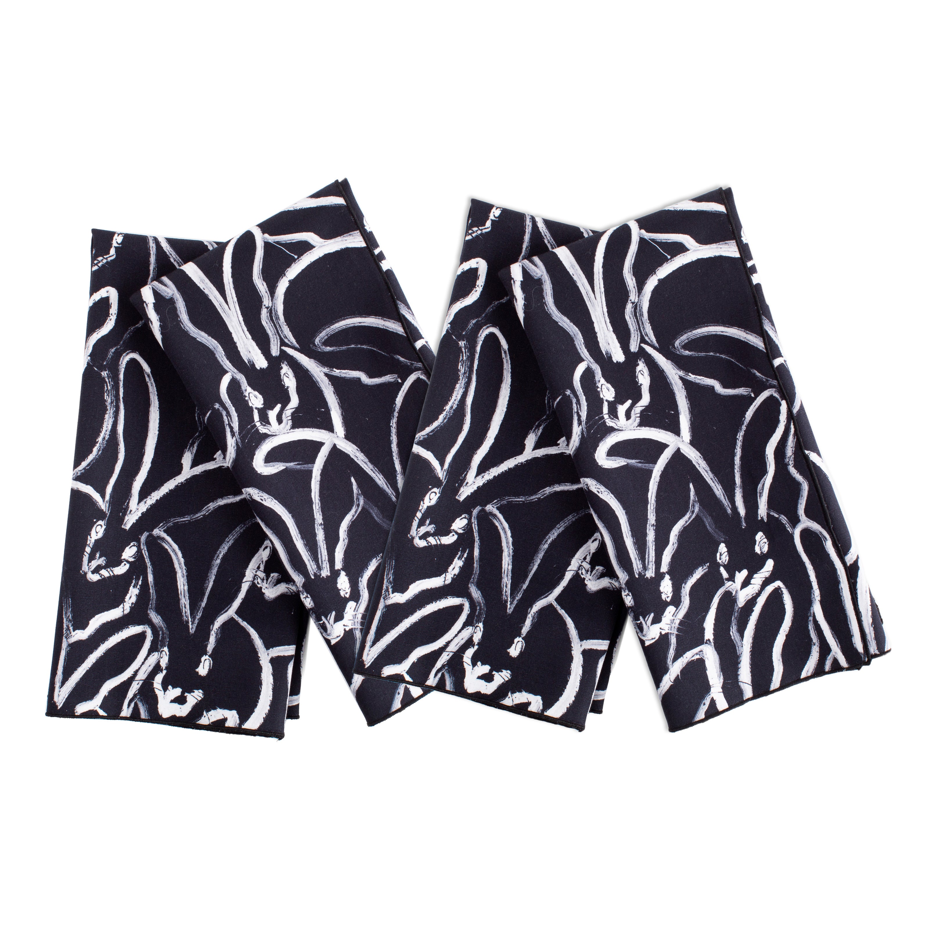 Rabbit Run Cotton Dinner Napkin in Black, Set of 2