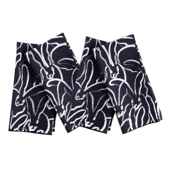 Rabbit Run Cotton Dinner Napkin in Black, Set of 2