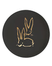 Royal Rabbit Round Tray with Gold Leaf Rabbits, Black