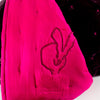 Hand-Embroidered Silk & Velvet Bunny Blanket, Deep Magenta