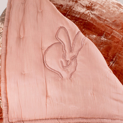 Hand-Embroidered Silk & Velvet Bunny Blanket, Blush