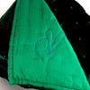 Hand-Embroidered Silk & Velvet Bunny Blanket, Emerald Green