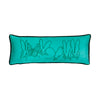 Hand-Embroidered Silk and Velvet Menagerie Pillow, Aquamarine, 36 x 14