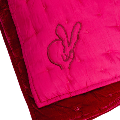 Silk & Velvet Hand-Embroidered Bunny Blanket, Fuchsia