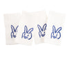 Painted Bunny Embroidered Linen Dinner Napkin, White with Cobalt