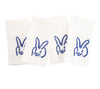 Painted Bunny Embroidered Linen Dinner Napkin, White with Cobalt, Set of 2