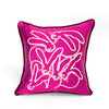 Hand-Embroidered Silk & Velvet Bunny Pillow, Magenta, 22 x 22