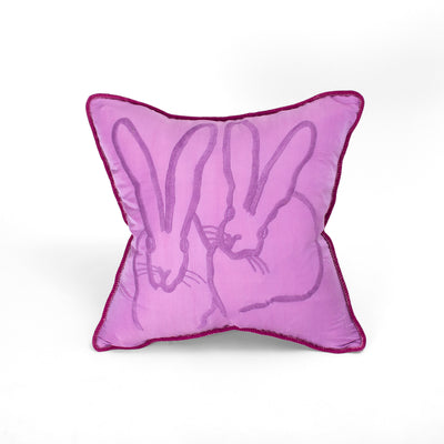 Hand Embroidered Silk & Velvet Pillow, Lilac, 20 x 20