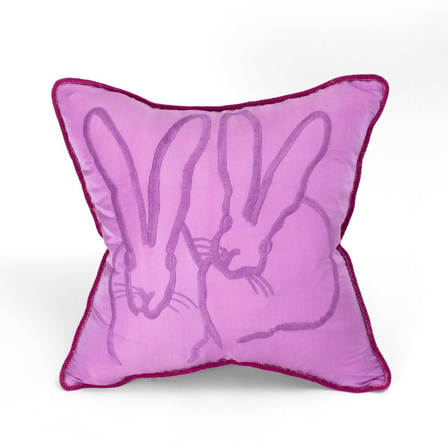 Hand Embroidered Silk & Velvet Pillow, Lilac, 20 x 20