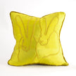 Hand-Embroidered Silk & Velvet Bunny Pillow, Chartreuse, 20 x 20