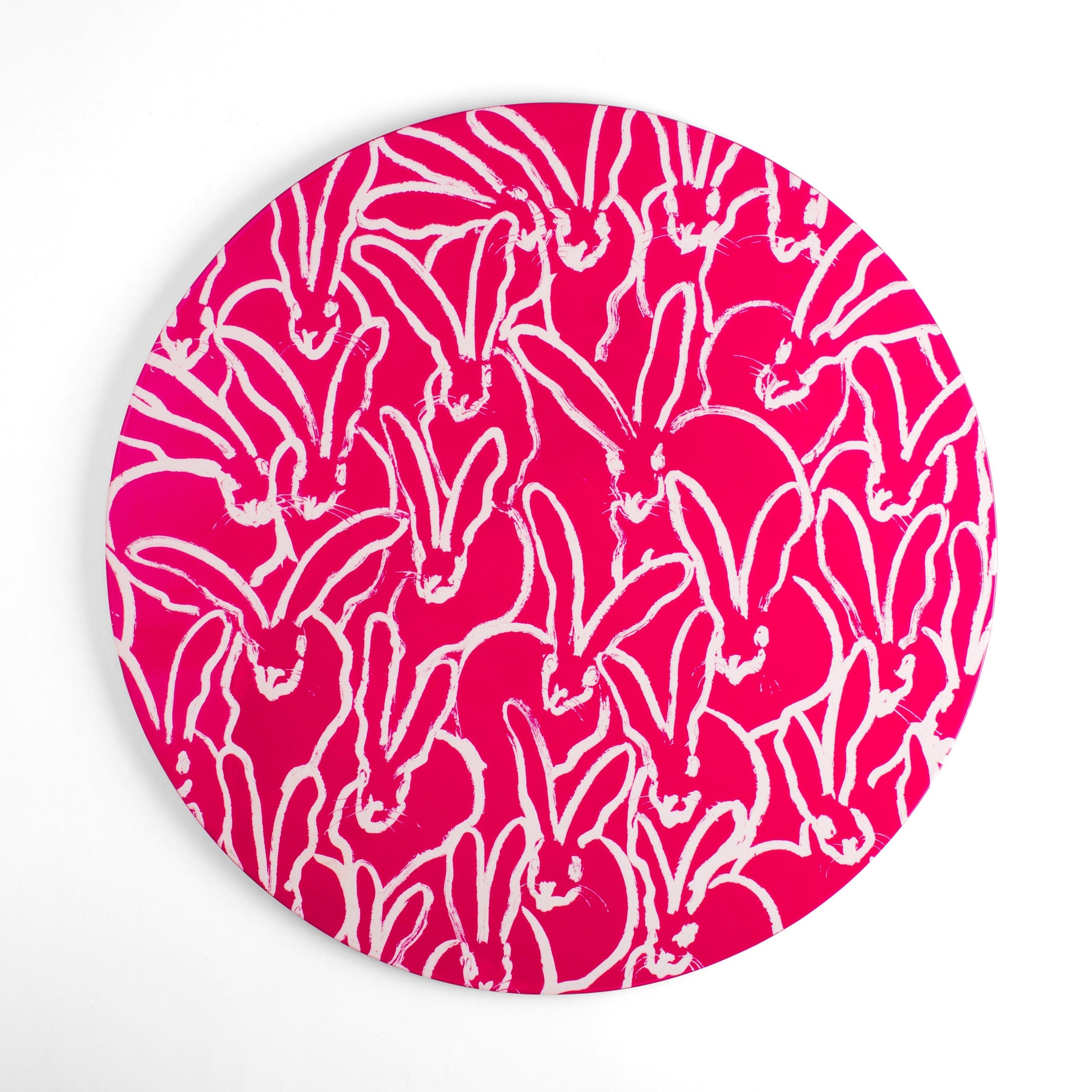 Rabbit Run Round Lacquer Placemat, Pink Peacock, Set of 2