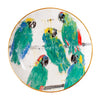 Parrot Accent Plate with Hand-Painted Gold Rim, Set of 2
