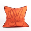 Hand Embroidered Silk & Velvet Bunny Pillow - Orange, 20 x 20