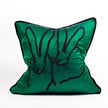Hand-Embroidered Silk & Velvet Bunny Pillow, 18 x 18