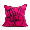 Hand-Embroidered Silk & Velvet Bunny Pillow, Pink, 18 x 18