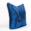 Hand-Embroidered Silk & Velvet Bunny Pillow, Cobalt, 20 x 20