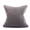 Hand Embroidered Velvet Bunny Pillow - Gray, 18 x 18