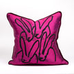 Hand-Embroidered Silk & Velvet Bunny Pillow, Fuchsia, 22 x 22