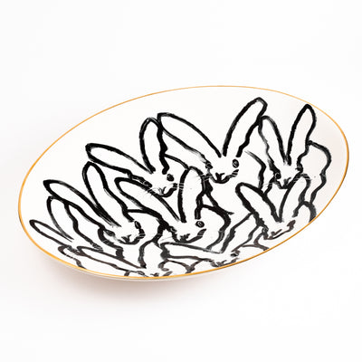 Rabbit Run Serving Platter with Hand-Painted Gold Rim