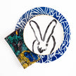 Rabbit Run Dinner Plate with Hand-Painted Gold Rim, White, Set of 2