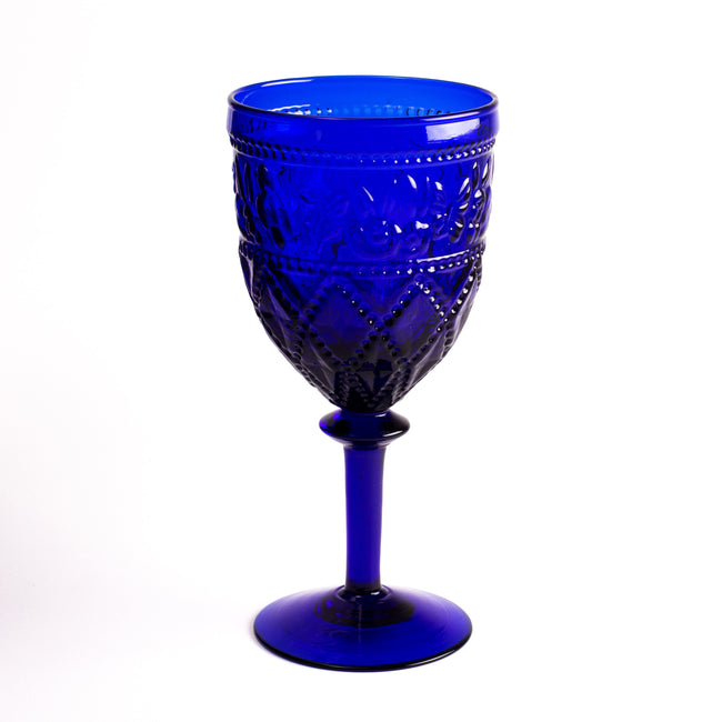 Arcadia Glass Goblet, Cobalt, Set of 2