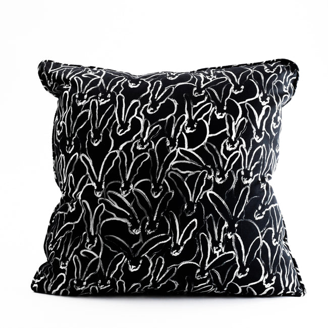 Rabbit Run Cotton Pillow Cover- Black, 22 x 22