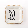 Set of 2 Bunny Portrait Plates - White with Hand-Painted Gold Rim