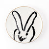 Rabbit Run Dinner Plate with Hand-Painted Gold Rim - Black
