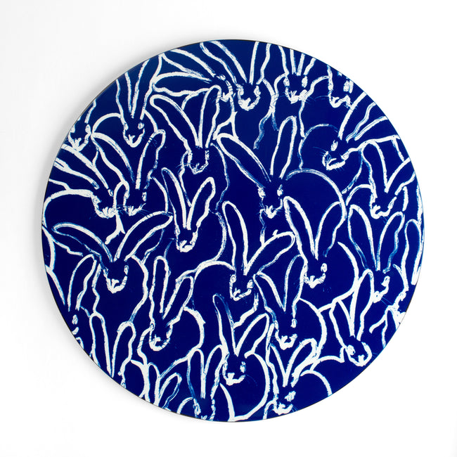 Rabbit Run Round Lacquer Placemat - Cobalt