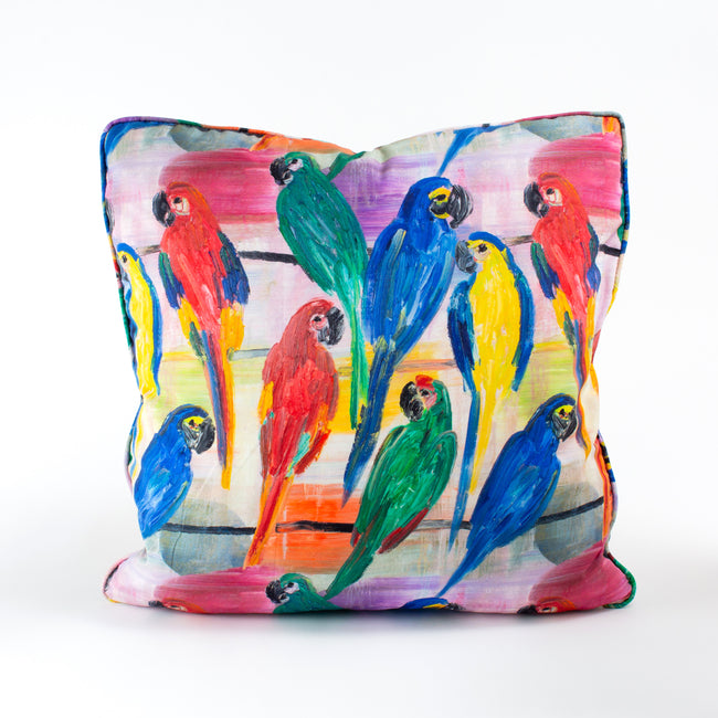 Hunt's Parrots Cotton Pillow Cover, 22 x 22