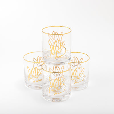 Set of 4 Double Bunny Old-Fashioned Glasses, Clear