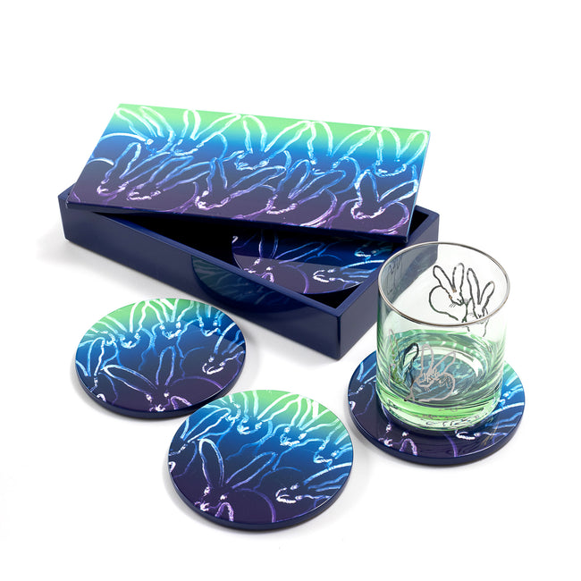 Ombre Bunny Lacquer Coaster Box Set with 6 Coasters