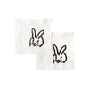 Black Bunny Embroidered Linen Cocktail Napkins in White, Set of 6