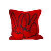 Hand-Embroidered Velvet Bunny Pillow, Red, 20 x 20