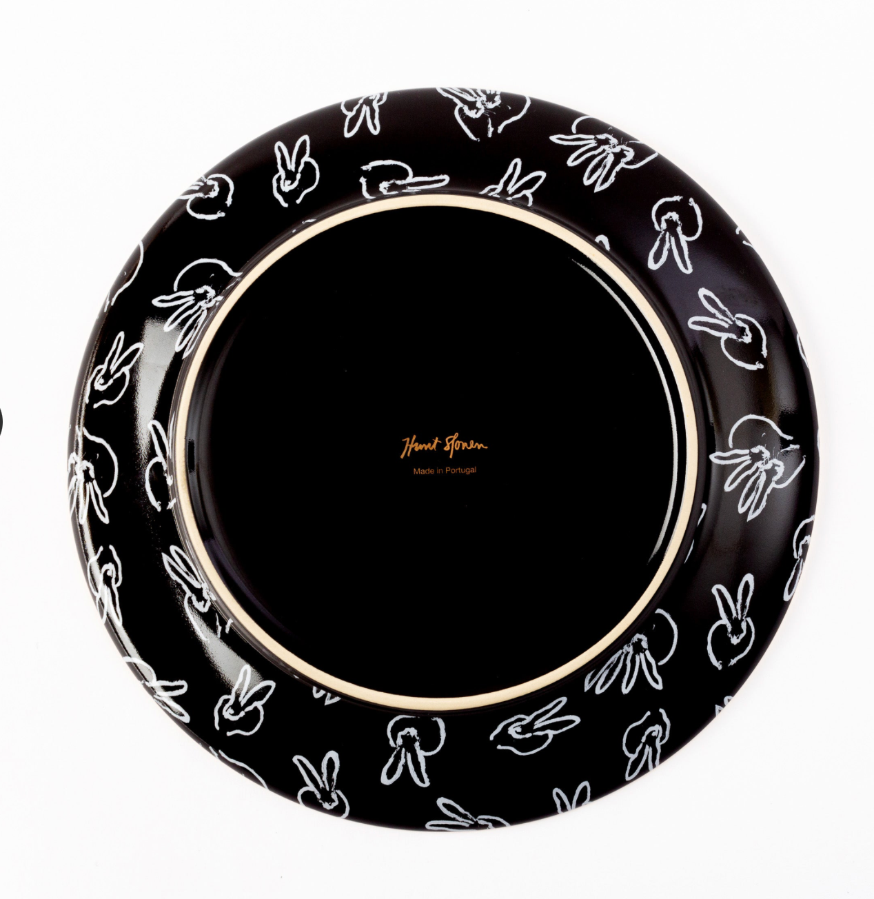 Butterflies Dinner Plate with Hand-Painted Gold Rim, Black, Set of 2