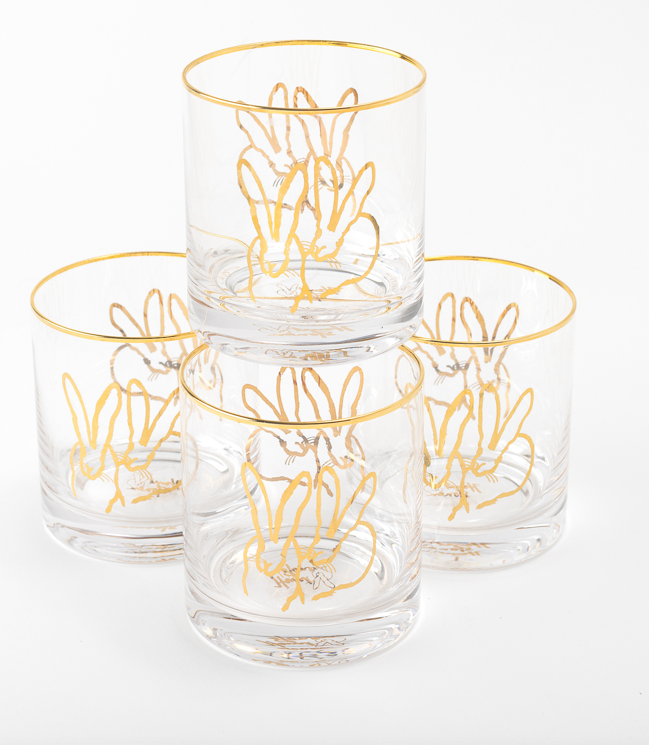 Set of 4 Double Bunny Old-Fashioned Glasses, Clear