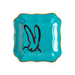 Bunny Portrait Plates with Hand-Painted Gold Rim, Turquoise