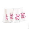 Painted Bunny Embroidered Linen Dinner Napkin, White with Pink