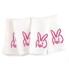 Painted Bunny Embroidered Linen Dinner Napkin, White with Pink, Set of 2